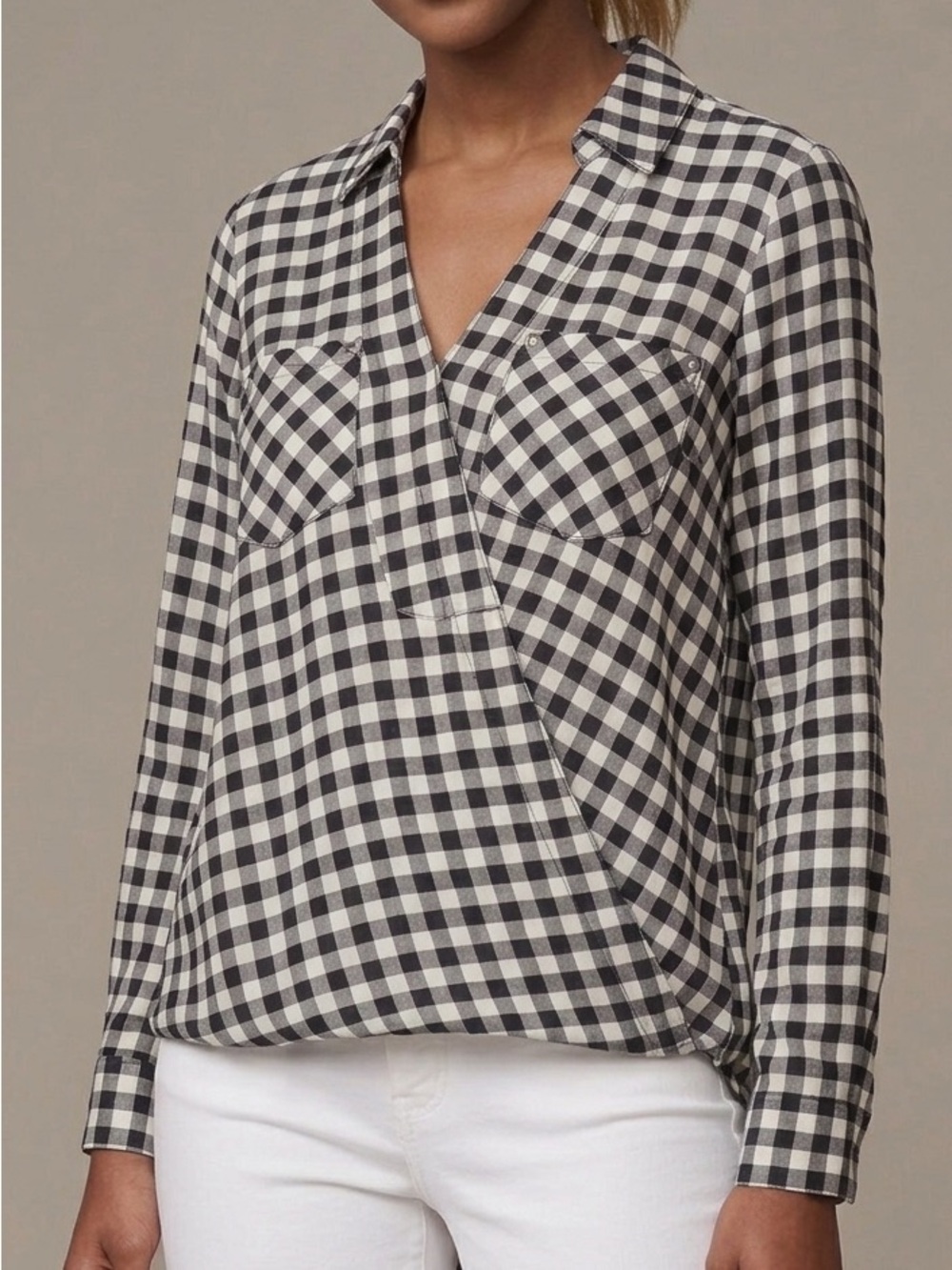 Michael Michael Kors Black and White Plaid Top